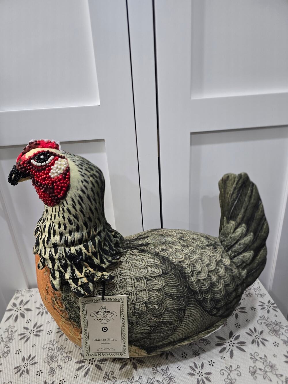 NWT John Derian for Target Chicken Pillow – Beaded Decorative Accent